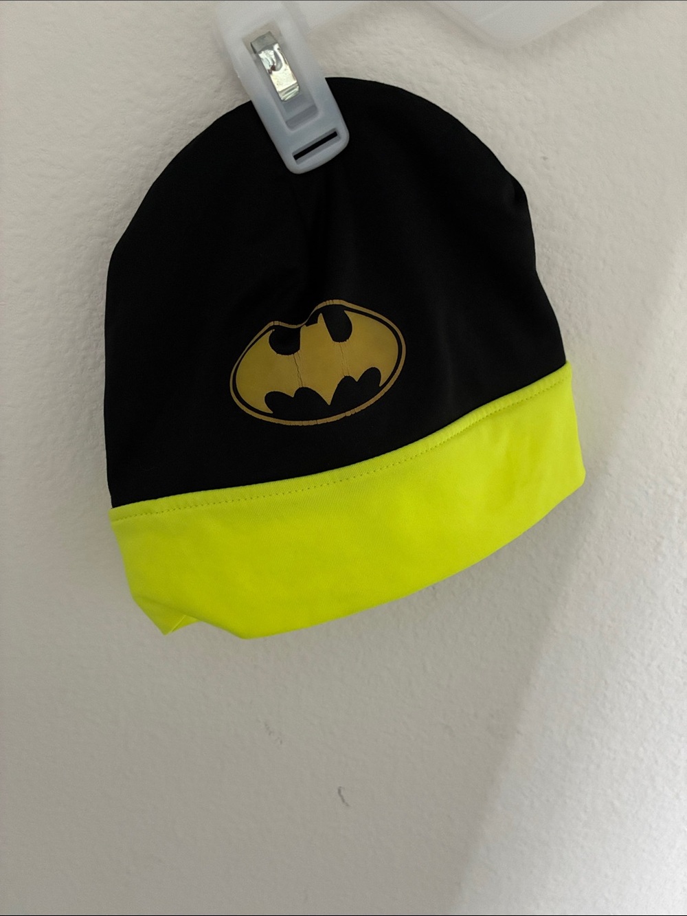 Batman Black Beanie with Neon Yellow Band and Logo